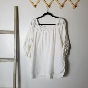 STYLUS WHITE 100% COTTON OFF THE SHOULDER BLOUSE SIZE XL